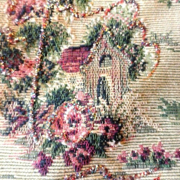 Vintage Tapestry Purse Lucite Handle - Picture 3 of 7